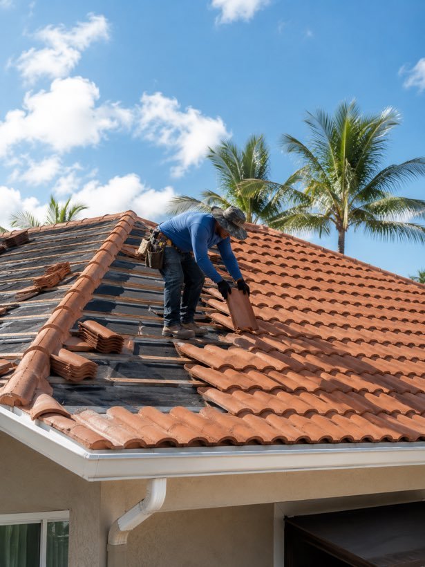 Roofing installation on a South Florida home